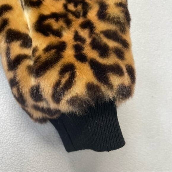 Splendid Faux Fur Jacket Leopard Print full zip cozy mob wives Women’s Size XS - Picture 10 of 15